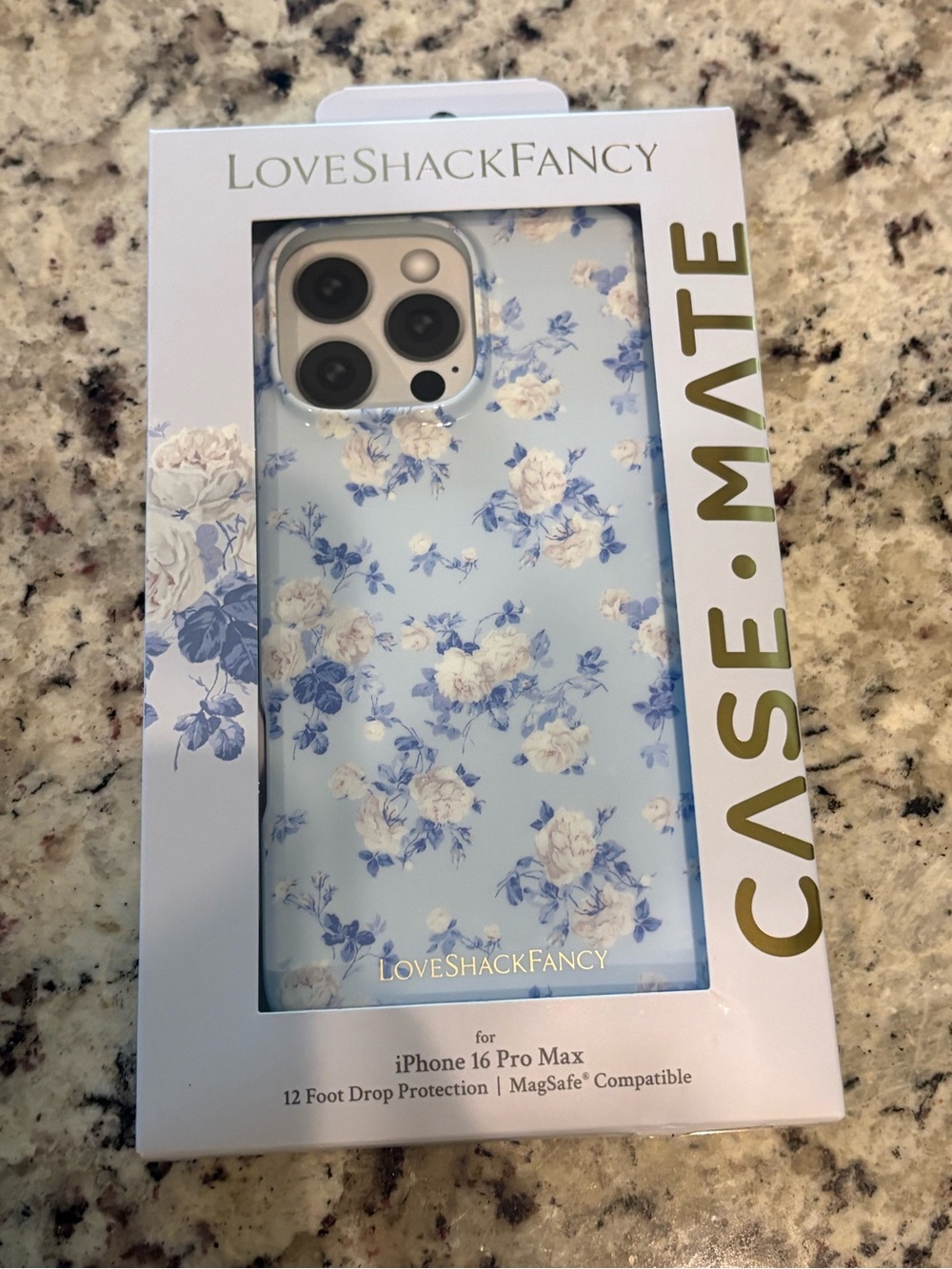 Case-Mate LoveShackFancy Light Blue Floral iPhone 16 Pro Max case